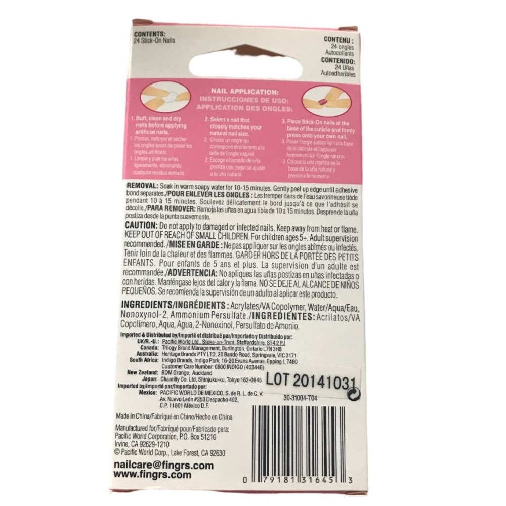 💕 Fing’rs Girlie Nails 24 Stick-On Nails New In Packaging - Picture 2 of 9